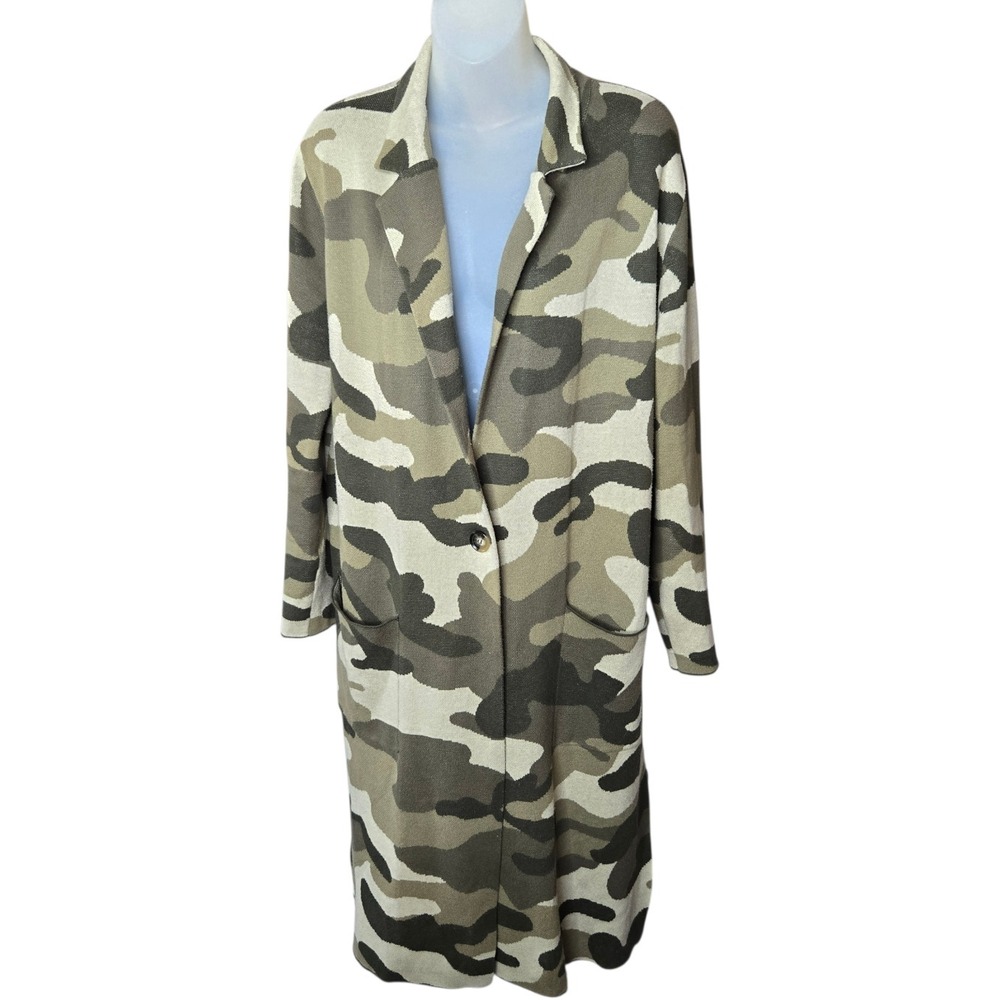 Maeve Anthropologie Womens Statement Camo Coatigan Size Medium Sweater Coat Chic